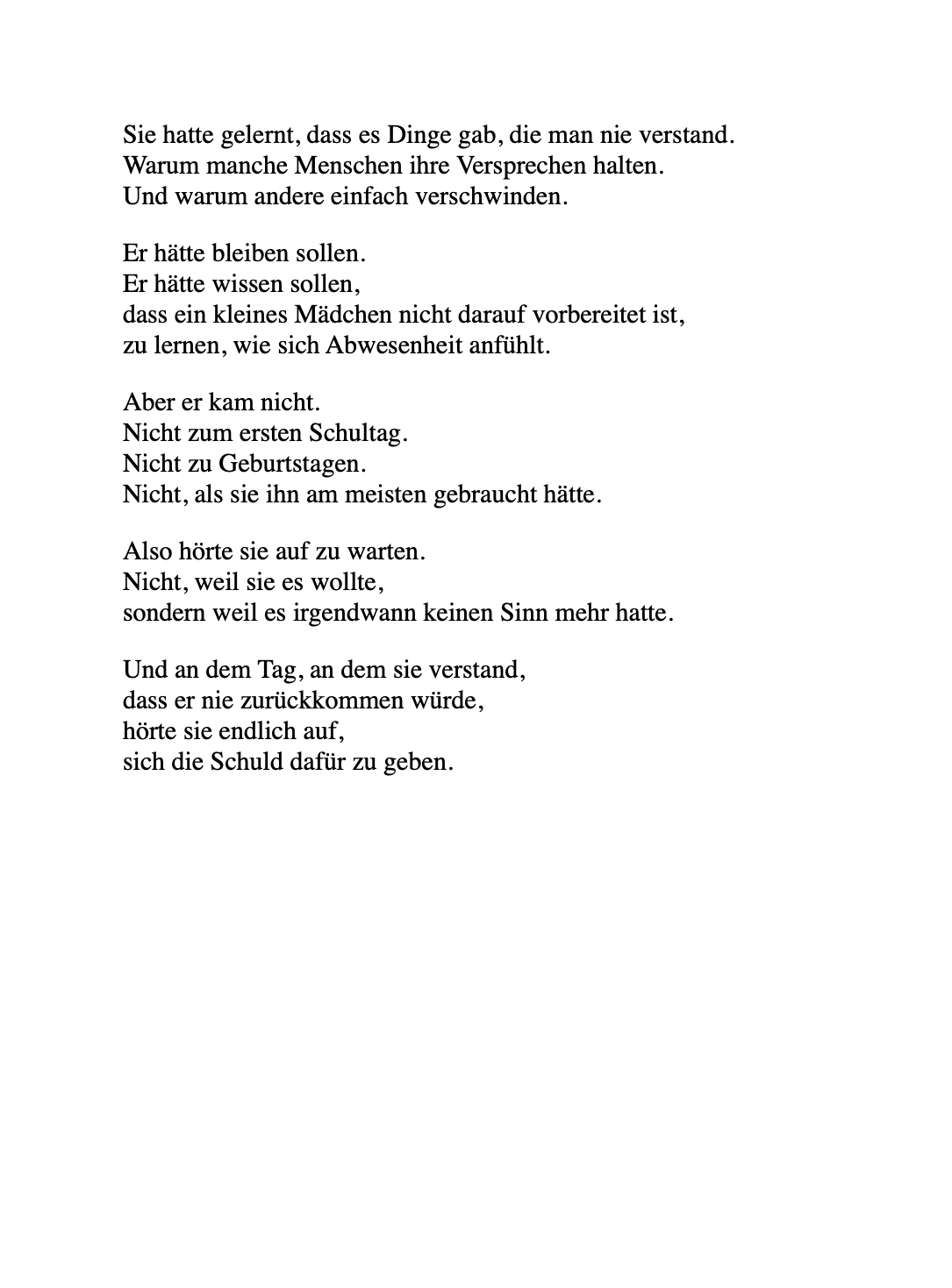 DAS KLEINE MÄDCHEN, DAS LERNTE, SICH ZU LIEBEN.