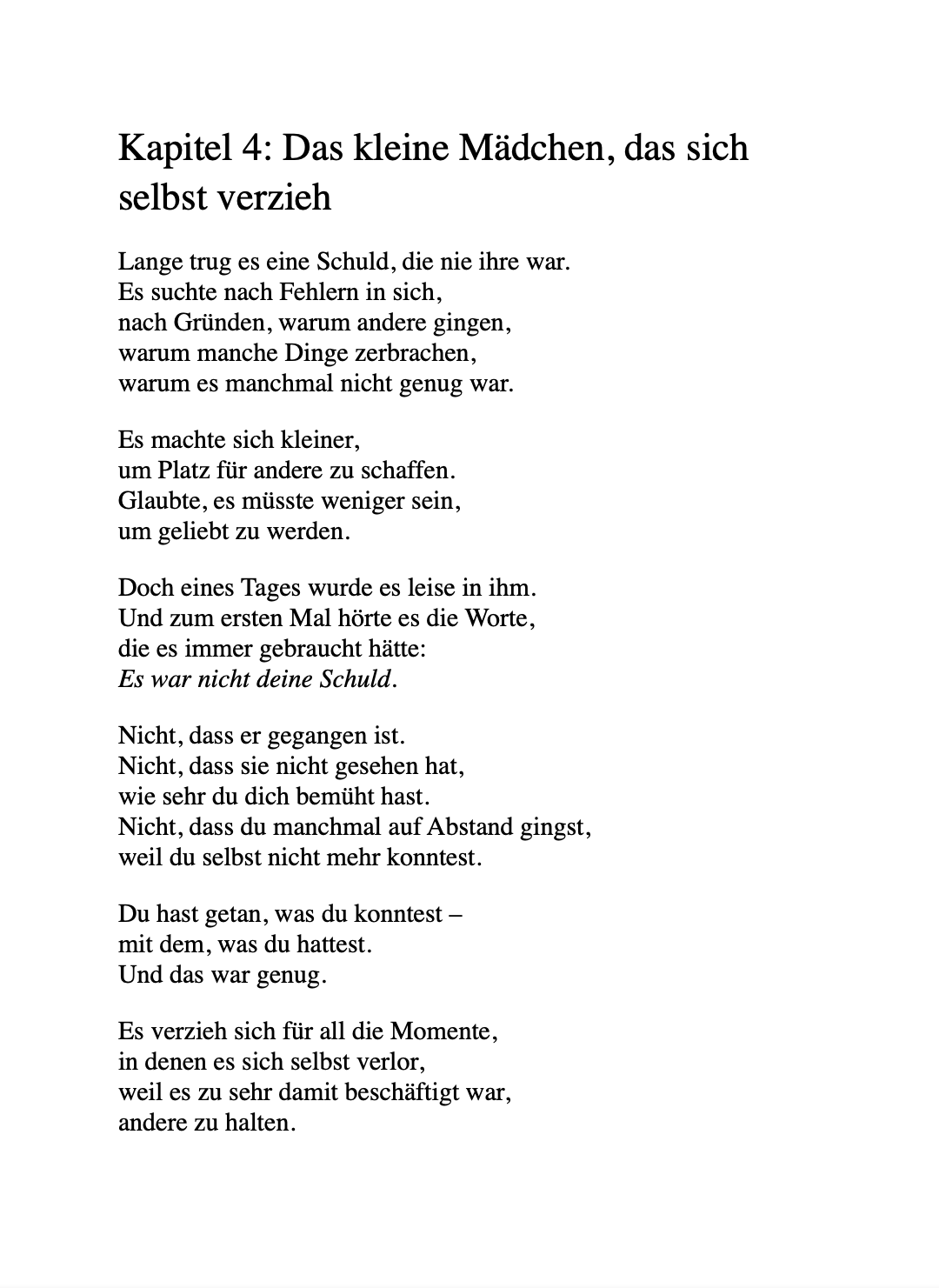 DAS KLEINE MÄDCHEN, DAS LERNTE, SICH ZU LIEBEN.