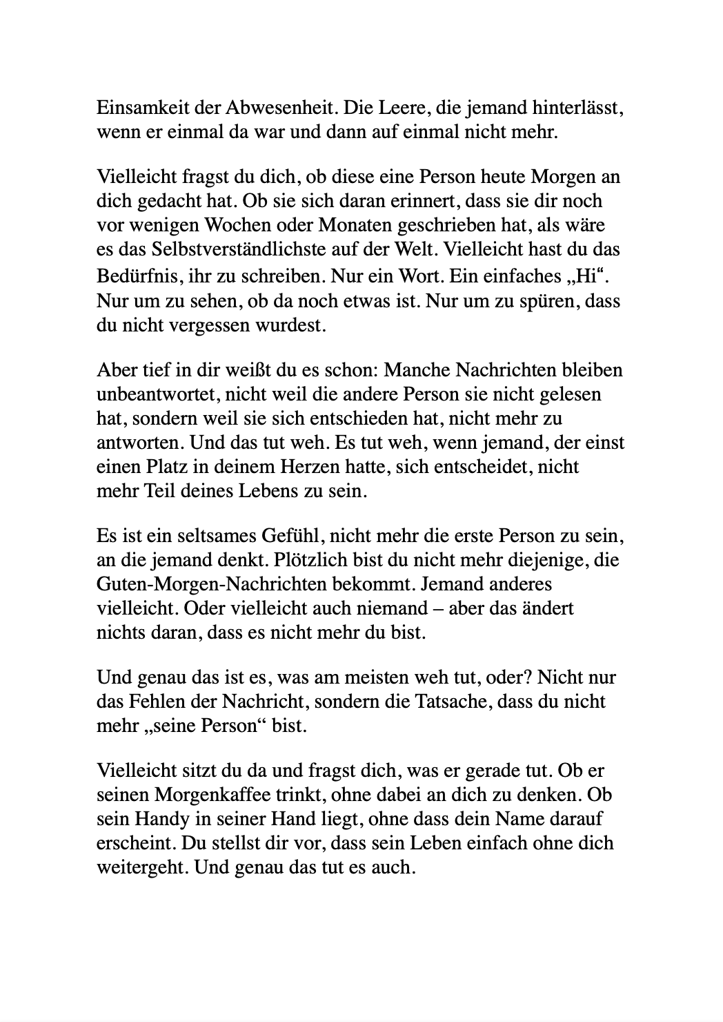 DAS BIN ICH, WIE ICH DICH LOSLASSE...