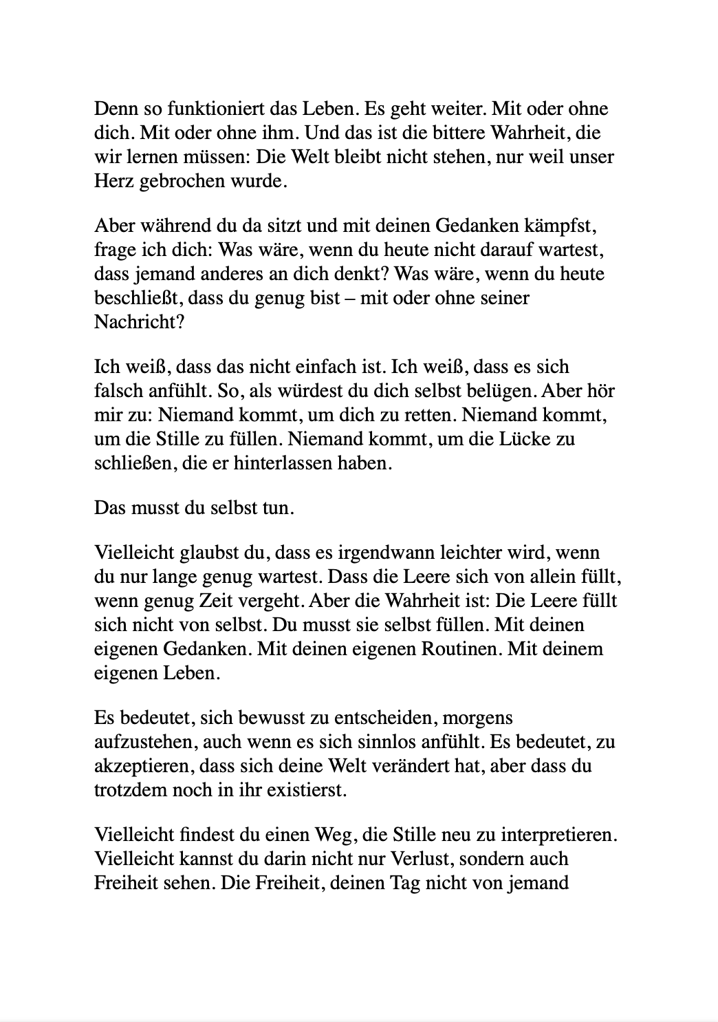 DAS BIN ICH, WIE ICH DICH LOSLASSE...