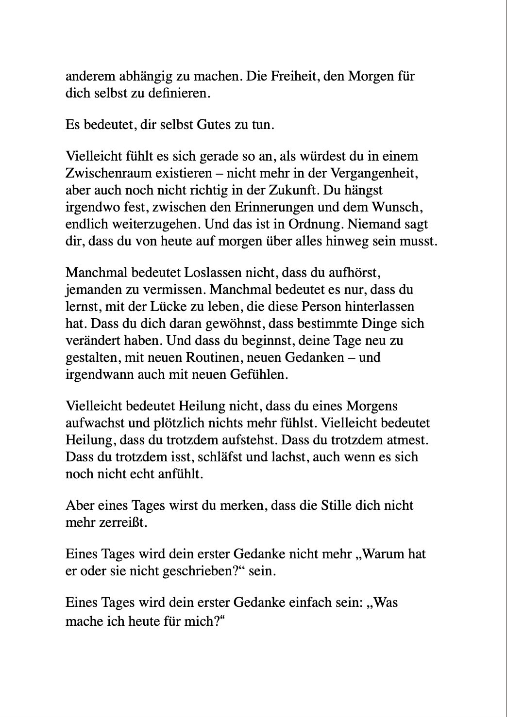 DAS BIN ICH, WIE ICH DICH LOSLASSE...