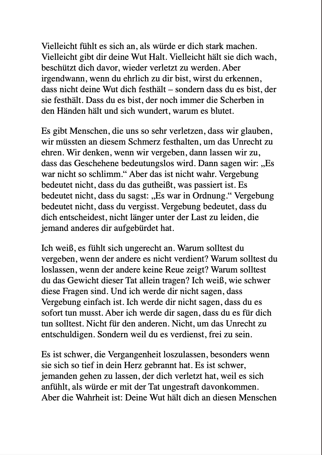 DAS BIN ICH, WIE ICH DICH LOSLASSE...