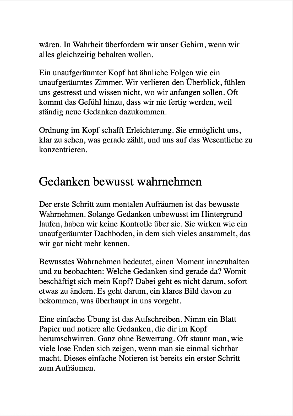 MENTALER MINIMALISMUS - Weniger Gedankenballast, mehr Klarheit, Fokus und Freiheit