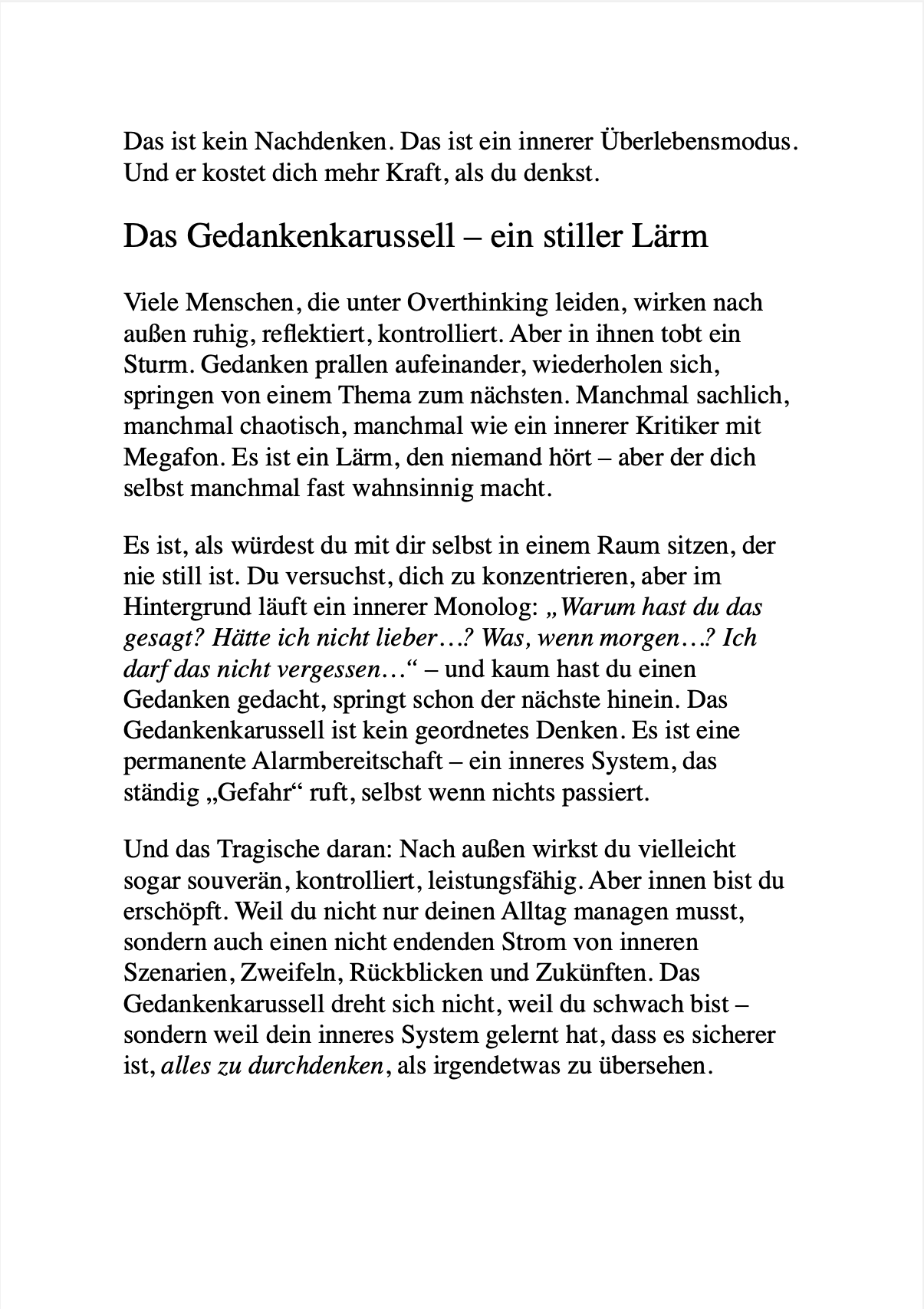 WENIGER DENKEN. MEHR LEBEN - Befreie dich vom Overthinking – und finde zurück zu Klarheit, Ruhe und Lebensfreude.