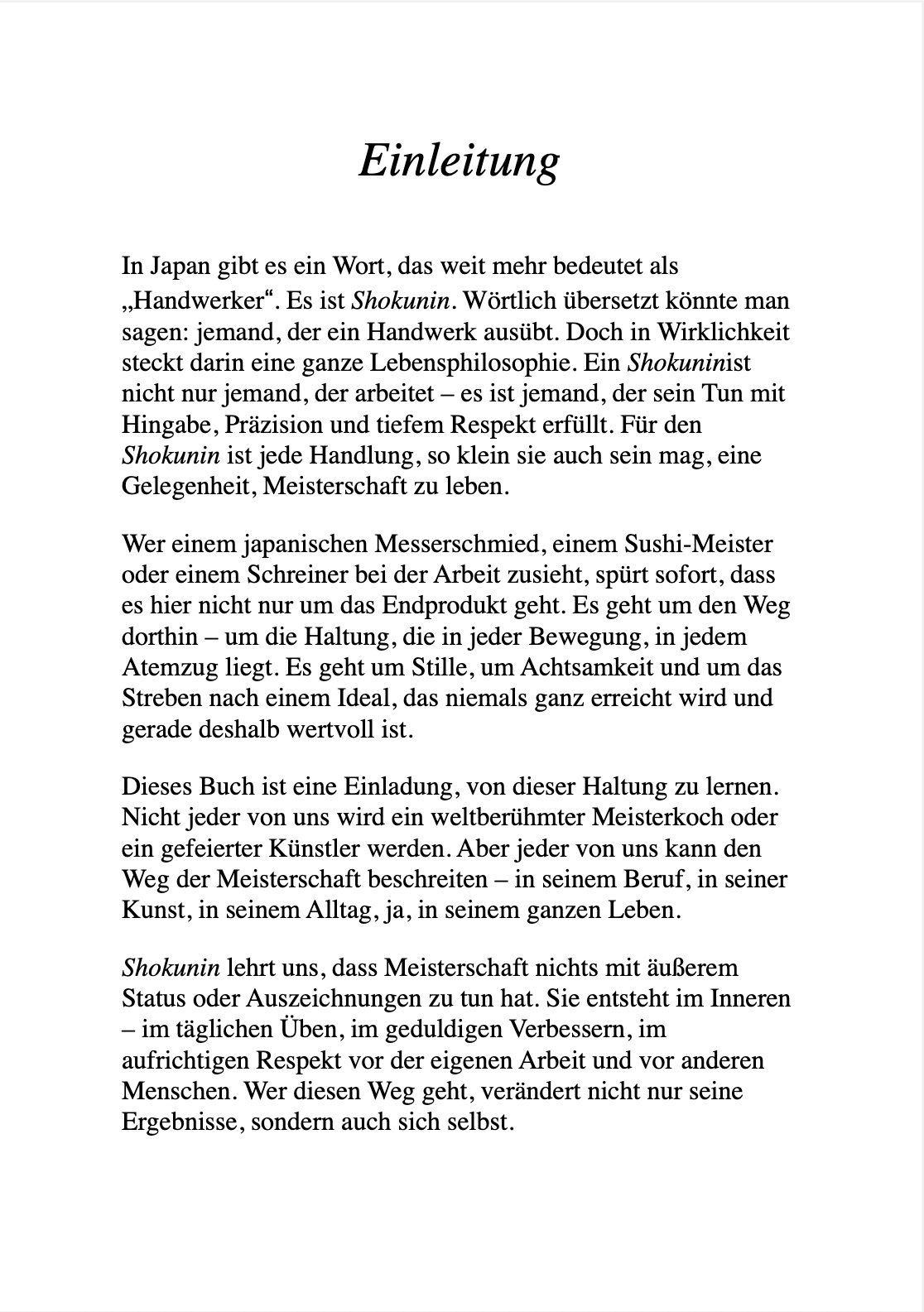 SHOKUNIN - Der japanische Weg zur Meisterschaft