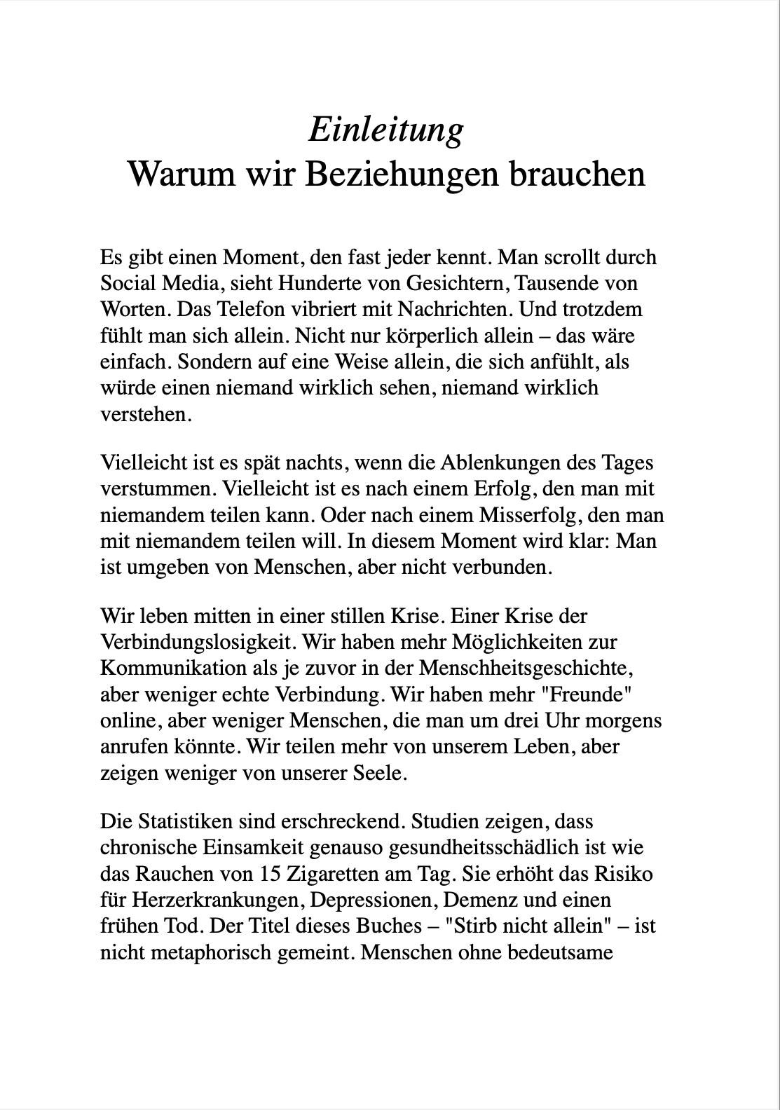 STIRB NICHT ALLEIN - Der ehrliche Leitfaden für dauerhafte und bedeutende Beziehungen
