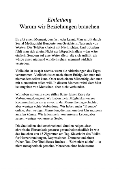 STIRB NICHT ALLEIN - Der ehrliche Leitfaden für dauerhafte und bedeutende Beziehungen