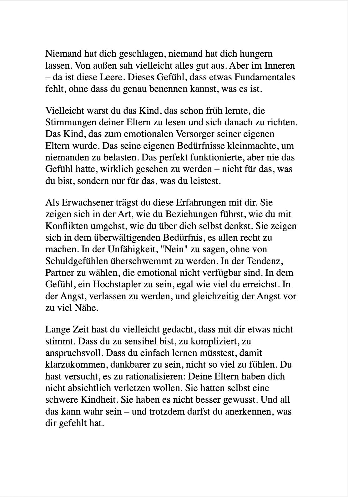HEILUNG FÜR ERWACHSENE KINDER EMOTIONAL UNREIFER ELTERN