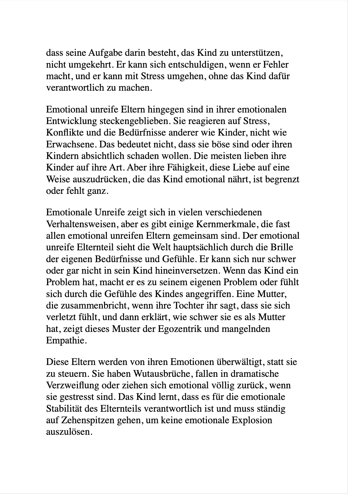 HEILUNG FÜR ERWACHSENE KINDER EMOTIONAL UNREIFER ELTERN