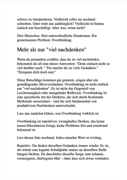 DIE OVERTHINKING-KUR - Der Weg aus dem Gedankenkarousell hin zu Ruhe, Fokus und mentaler Freiheit
